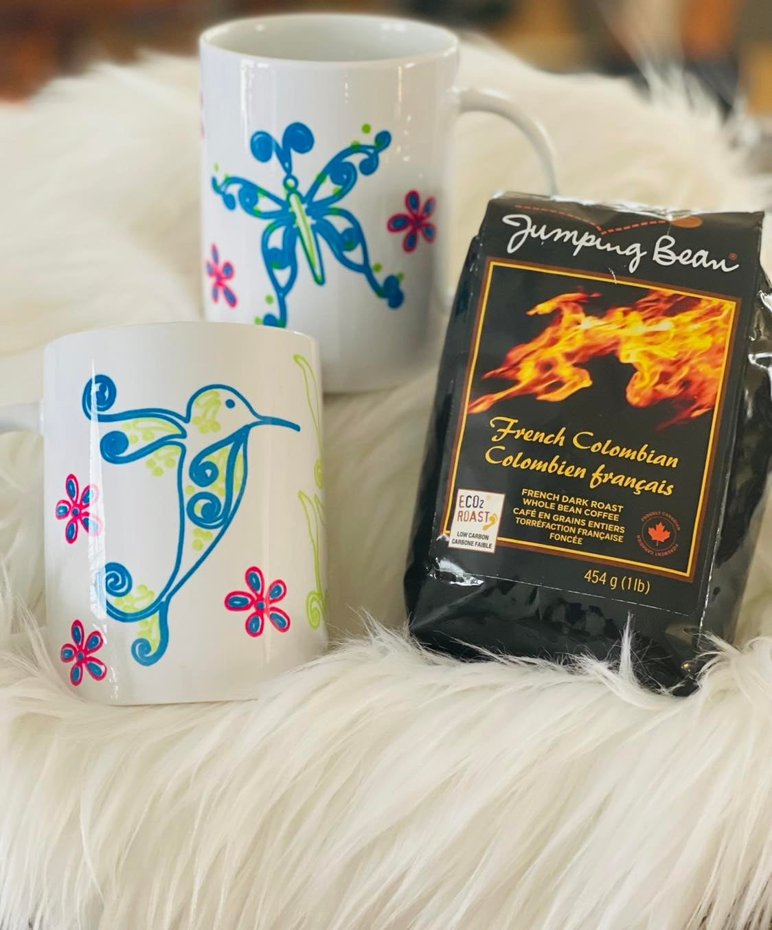 Butterfly-Hummingbird 15 Oz Coffee Mug Set